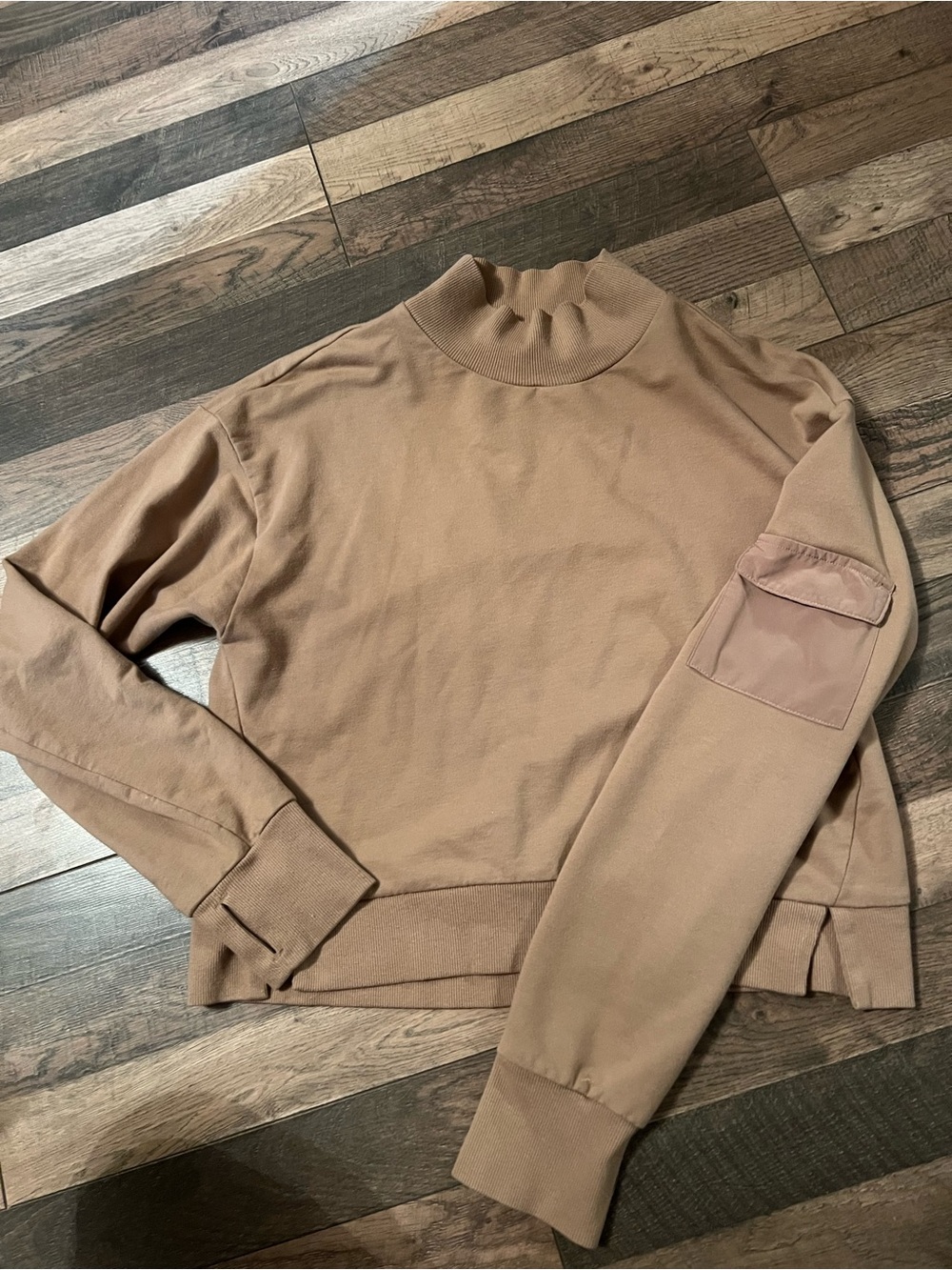 all in motion Women's Tan Mock Neck Pullover Sweatshirt